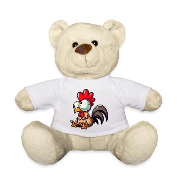 Funny Chicken Hen Cartoon Tangled Cute Clumsy - Teddy Bear - white - Front