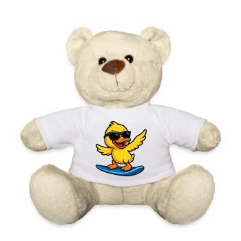 Coole Surfer Ente Kinder Strand Outfit Sommer - Teddy - Weiß - Vorne