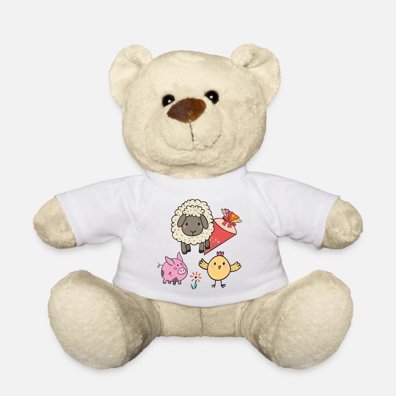 Schulanfang mit Zuckertüte - Teddy - Weiß
