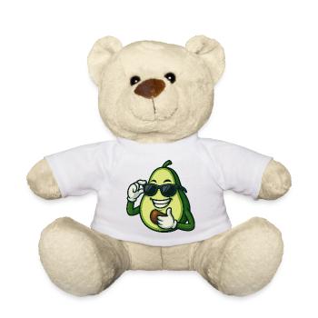 Avocat cool avec lunettes de soleil Dessin animé décontracté - Nounours - blanc - Devant