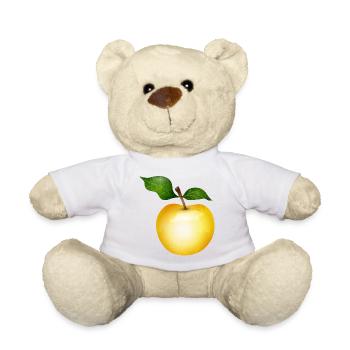 Goldener Apfel mit grünen Blättern Illustration - Teddy - Weiß - Vorne