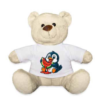 Süßer Pinguin Melone Obst Cartoon Arktis Frucht - Teddy - Weiß - Vorne