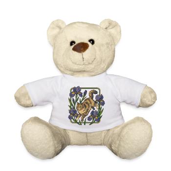 Elegant Cat Among Iris Flowers - Teddy Bear - white - Front