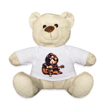Guinea pig with guitar and sunglasses - Teddy Bear - white - Front