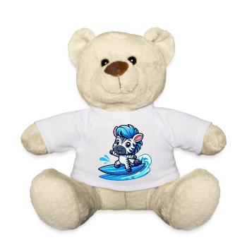 mignon zèbre surfer planche de surf d’été dessin animé - Nounours - blanc - Devant