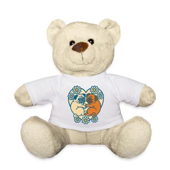Verspieltes Mops-Paar-Herz-Design - Teddy - Weiß - Vorne
