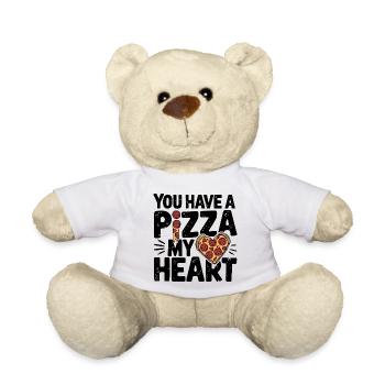 Pizza Liebe Herz Lustiger Essensliebhaber - Teddy - Weiß - Vorne