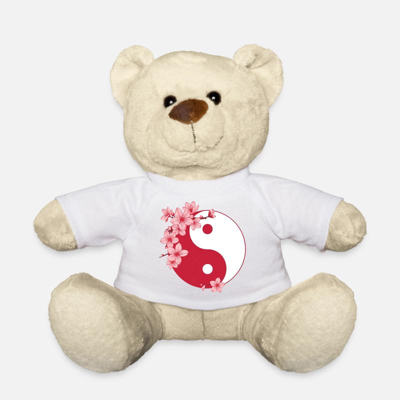 Yin-Yang avec des fleurs de cerisier dans des tons roses - Nounours - blanc