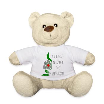 Floral pattern with saying everything is not so easy - Teddy Bear - white - Front