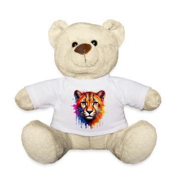Vivid Cheetah Portrait Art Design - Teddy Bear - white - Front