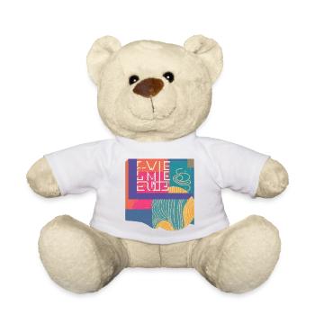 Bunte Geometrie Typografie Vintage Retro Design  - Teddy - Weiß - Vorne