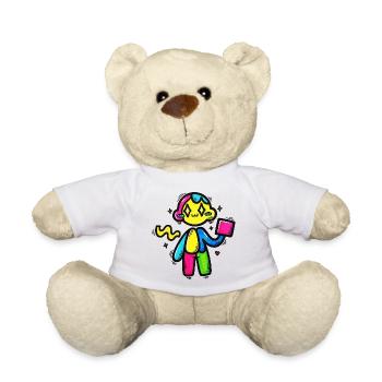 Colorful Doodle Robot With Block - Teddy Bear - white - Front