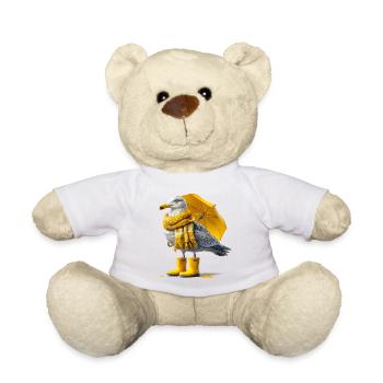 Seagull with yellow umbrella and boots - Teddy Bear - white - Front