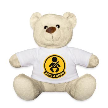 Bébé à Bord Jaune Badge - Nounours - blanc - Devant