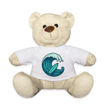Surf Welle – Retro Surfbrett Design - Teddy - Weiß - Vorne