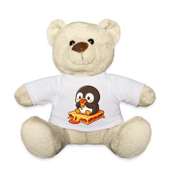 Mignon dessin animé pingouin lasagne alimentation fantaisiste - Nounours - blanc - Devant