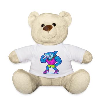 Neon Shark Muscle Hero in Tank Top - Teddy Bear - white - Front