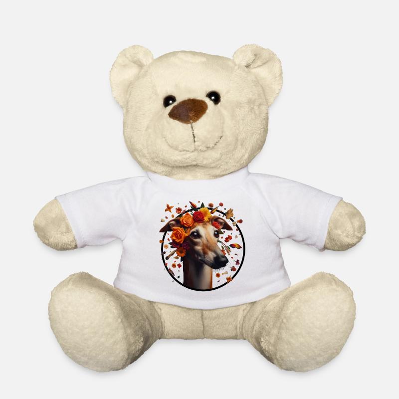 Galgo mit Blumenkranz - Teddy - Weiß