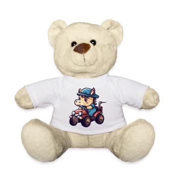 Horse Tractor Farmer - Teddy Bear - white - Front