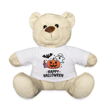 Pumpkin Ghost Bat Halloween - Teddy Bear - white - Front