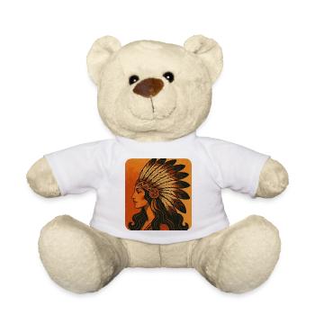 Coiffe Portrait avec Plumes - Nounours - blanc - Devant