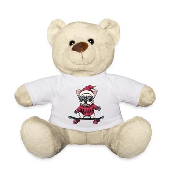 Französische Buldogge Hund Weihnachten Lustig - Teddy - Weiß - Vorne