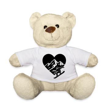 Snowboarder mit Herz Berglandschaft im Hintergrund - Teddy - Weiß - Vorne