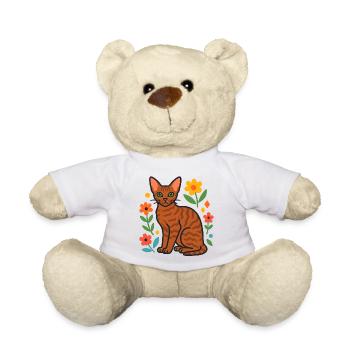 Devon Rex's cat in flower parade - Teddy Bear - white - Front