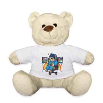 Streamer cool jouant à des jeux - Nounours - blanc - Devant