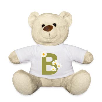 Letter b green daisies - Teddy Bear - white - Front