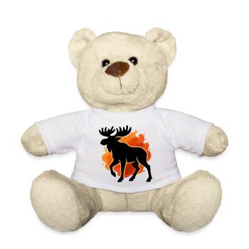 Flaming moose silhouette - Teddy Bear - white - Front