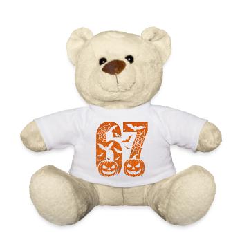 Fun 67 Number 6-7 6 7 Halloween Six Seven - Teddy Bear - white - Front