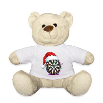 Darts Dartboard with Santa Hat Comic - Teddy Bear - white - Front