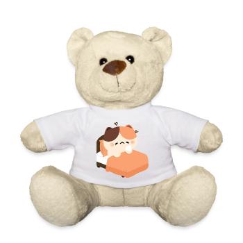 Sleepy Tortie Cat - Teddy Bear - white - Front