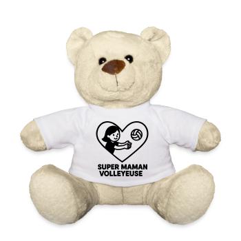 Super maman volleyeuse – Cœur volley Volleyball - Nounours - blanc - Devant