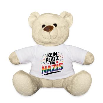 Kein Platz für Nazis - Cool Pride Logo - Teddy - Weiß - Vorne