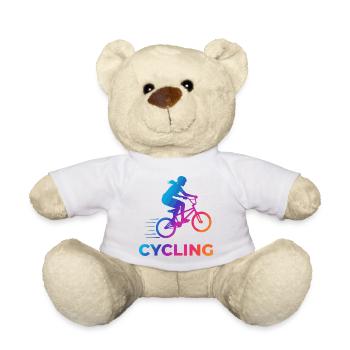 BMX Girl Cyclist Silhouette Gradient - Teddy Bear - white - Front