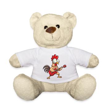 Süßes Huhn Henne Hahn Cartoon Musiker Gitarre - Teddy - Weiß - Vorne