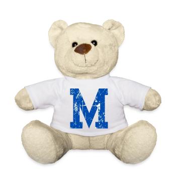 Lettre m sport rétro  - Nounours - blanc - Devant