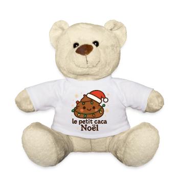 Small Lighted Christmas Cocoa with Garland - Teddy Bear - white - Front