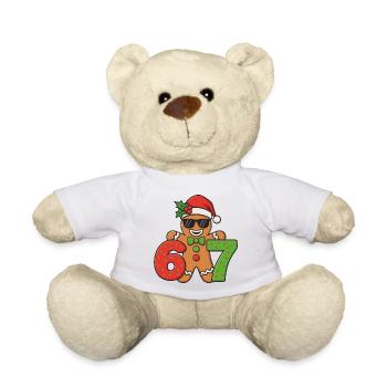 Xmas Gingerbread Six Seven 67 Christmas Meme - Teddy Bear - white - Front