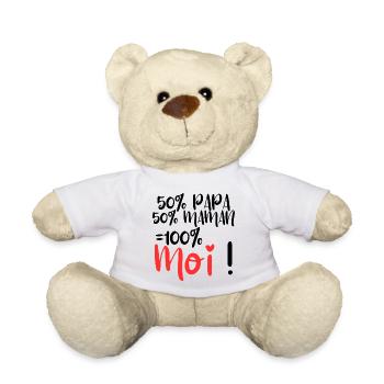 50% Dad, 50% Mom 100% Me - Teddy Bear - white - Front