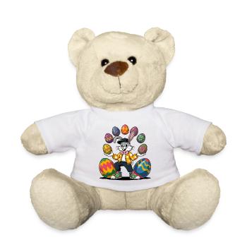 Easter bunny with colorful eggs - Teddy Bear - white - Front
