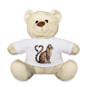 Katzenliebe im bestickten Look (gedruckt) - Teddy - Weiß - Vorne