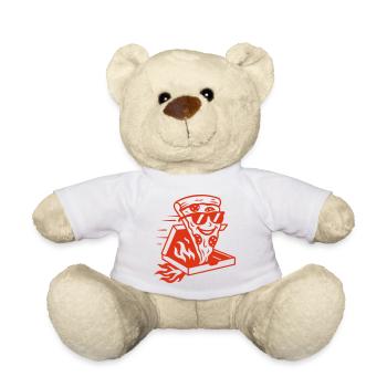 Pizza chaude avec lunettes de soleil - Fast-food Fun - Nounours - blanc - Devant