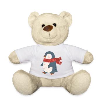 Pinguin mit roter Winterschal - Teddy - Weiß - Vorne