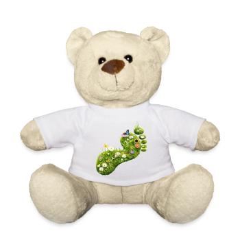 Green footprint of flowers and nature - Teddy Bear - white - Front