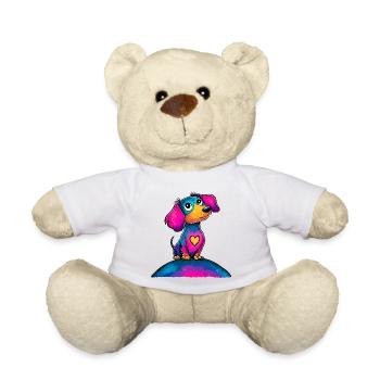 Colorful Heart Dog Pop Art - Teddy Bear - white - Front