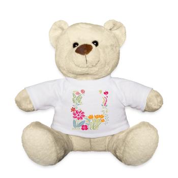 Floral Frame - Teddy Bear - white - Front