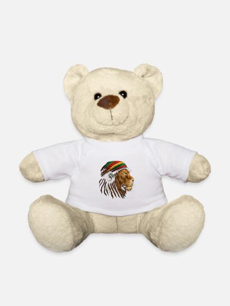 Löwe mit Rastafari Kopfhörer - Teddy - Weiß